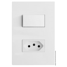 Conjunto Interruptor Paralelo + 1 Tomada 10a Separado 4x2 - RECTA BRANCO SATIN FOSCO